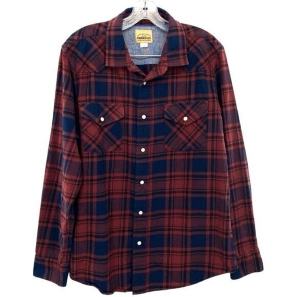 Roebuck & Co Plaid Flannel Pearl Snap Button Down Western Shirt